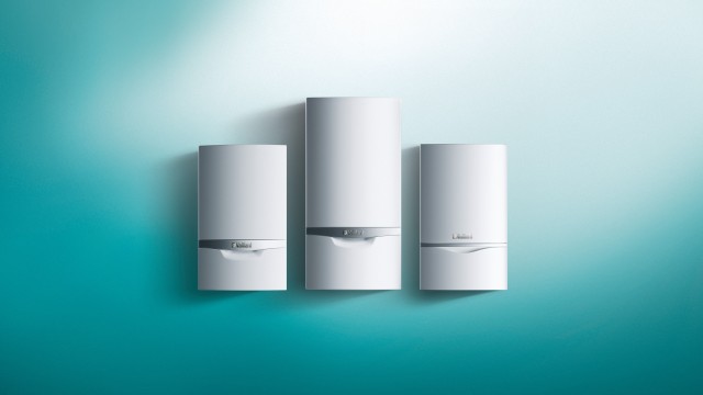 three ecoTEC boilers on a light green background