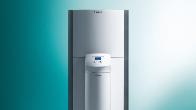 zeoLITE heat pump on a green background