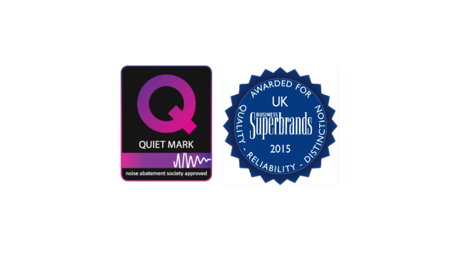 Quiet mark logo and blue banner