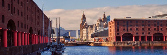 The Albert Dock and Liver Building in Liverpool