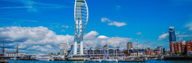 Spinnaker Tower in Portsmouth with blue sky