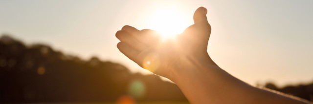 hand holding out to the sun
