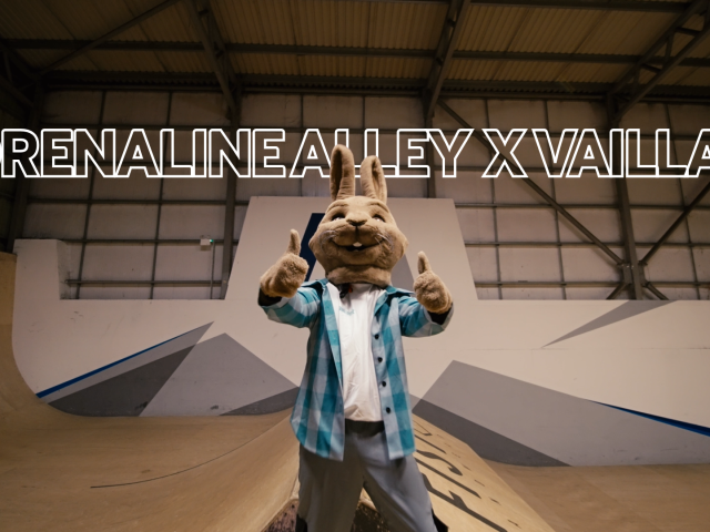 Vaillant hare mascot inside Adrenaline Alley