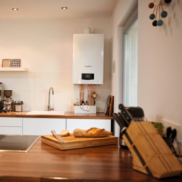 the ecoTEC plus boiler in a kitchen