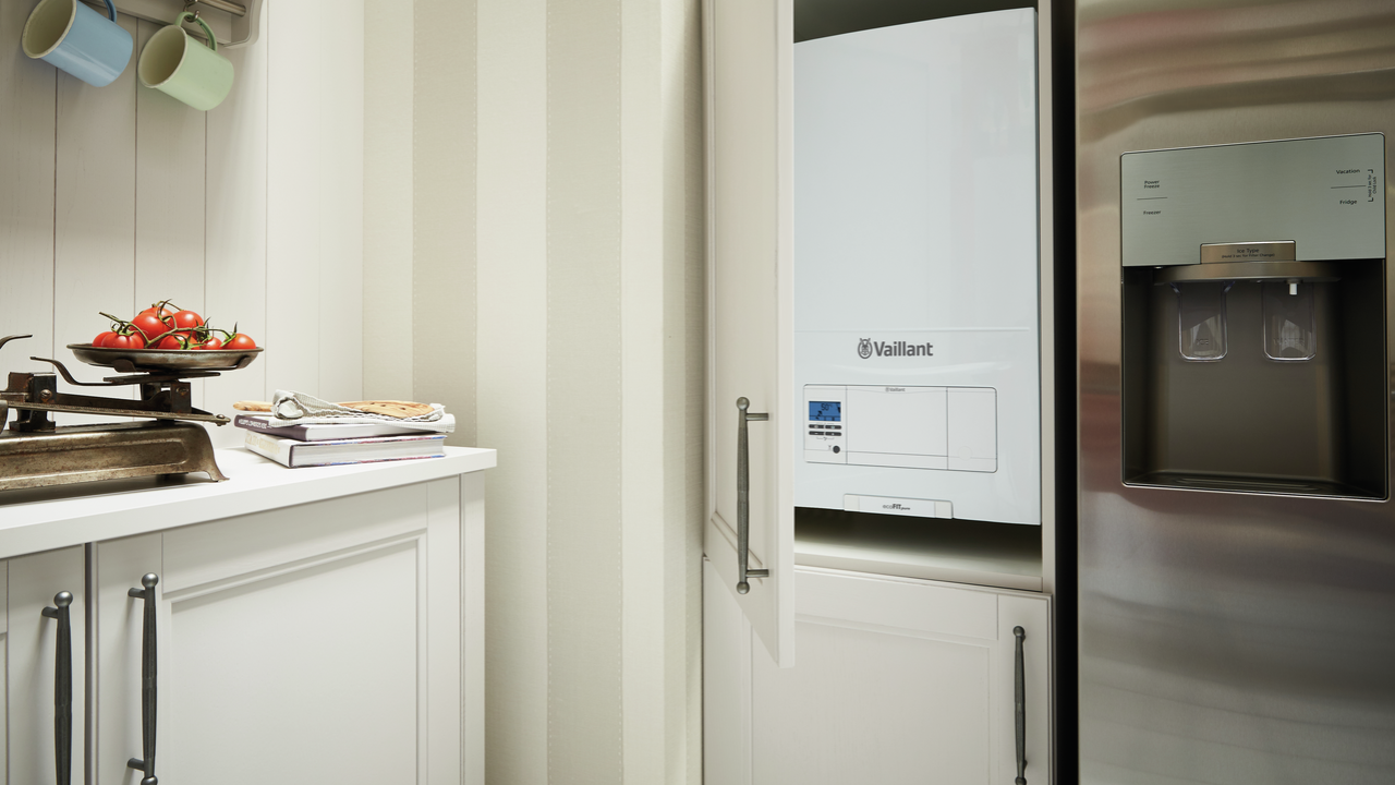 ecoTEC plus gas boiler in a kitchen