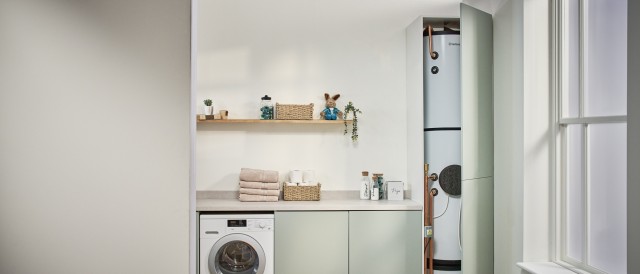 Cylinder in a kitchen cupboard