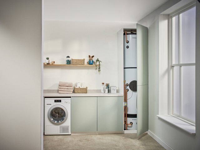 Cylinder in a kitchen cupboard